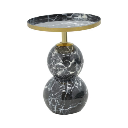 Side table Dearest Inart marble black-gold metal D41x57cm