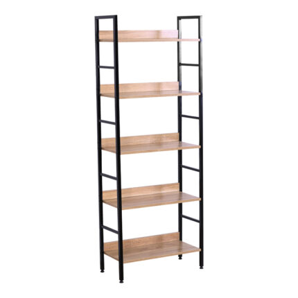 Bookcase Ramon pakoworld natural-black steel 60x28x160cm