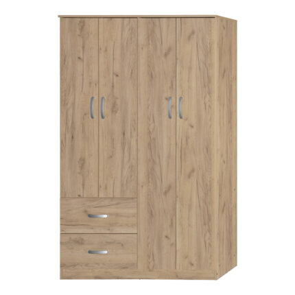 Zelia pakoworld four-leaf wardrobe with 2 drawers in oak shade 120x42x180cm