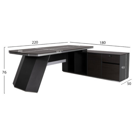Professional office  right corner Rosewood HM2084R 220x180x76cm