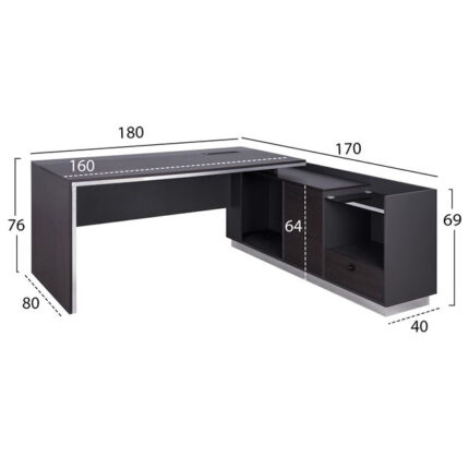 Professional Office Right Corner Rosewood HM2112R 200x160x76cm