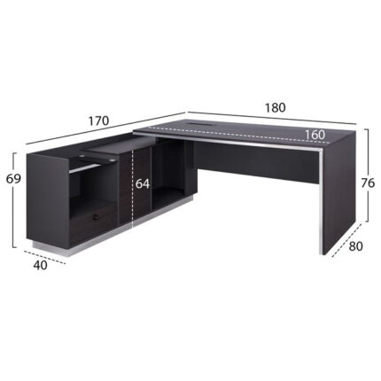 Professional Office Left Corner Rosewood HM2112L 200x160x76cm