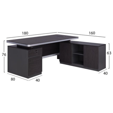 Professional office right corner HM2092R Rosewood 180x160x76cm
